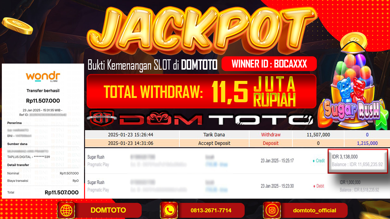 JACKPOT SLOT SUGAR RUSH 23 JANUARI 2025